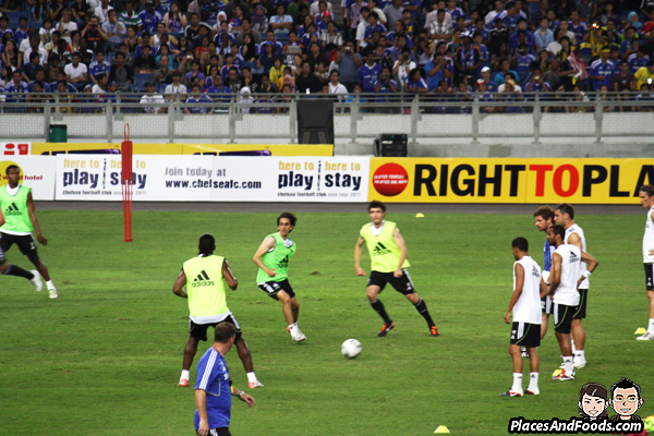 Chelsea FC players training at Stadium Nasional